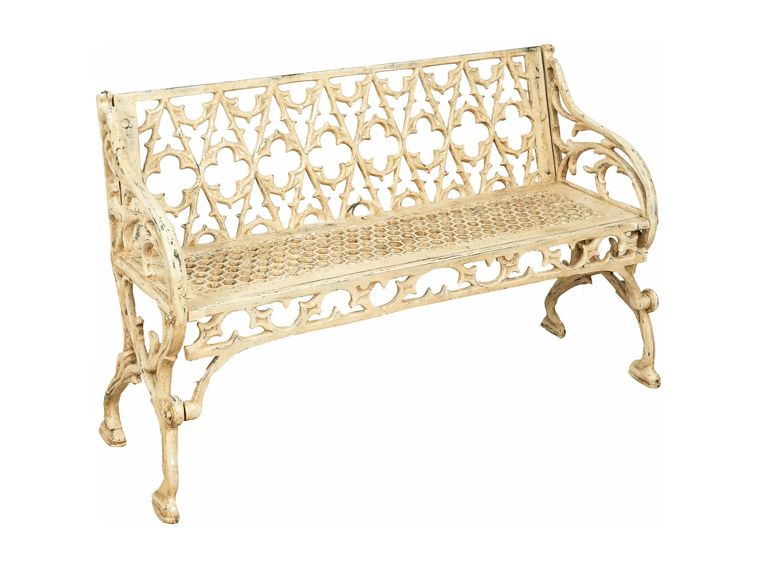 BISCOTTINI Banc – Fer Forgé Finition Antique – Extérieur – Banc de Jardin - Chaise ou Banc en Métal - Balcon - Terrasse – 130 x 47 x 79 cm