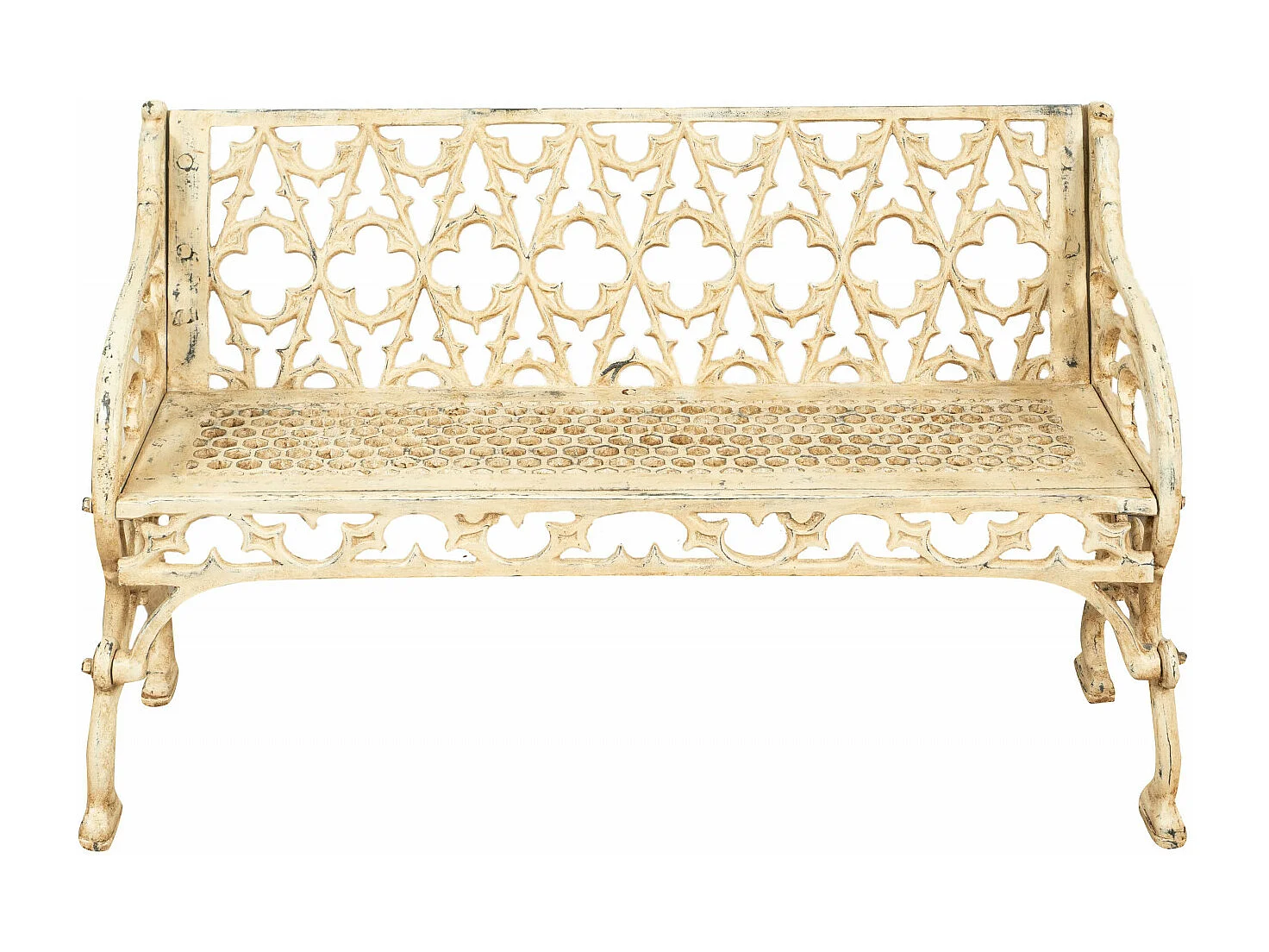 BISCOTTINI Banc – Fer Forgé Finition Antique – Extérieur – Banc de Jardin - Chaise ou Banc en Métal - Balcon - Terrasse – 130 x 47 x 79 cm