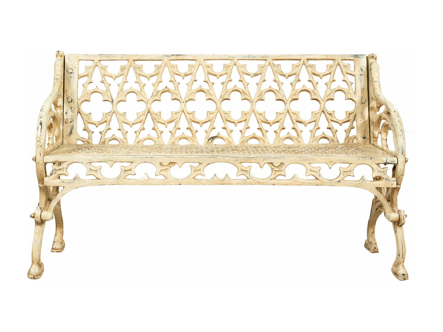 BISCOTTINI Banc – Fer Forgé Finition Antique – Extérieur – Banc de Jardin - Chaise ou Banc en Métal - Balcon - Terrasse – 130 x 47 x 79 cm