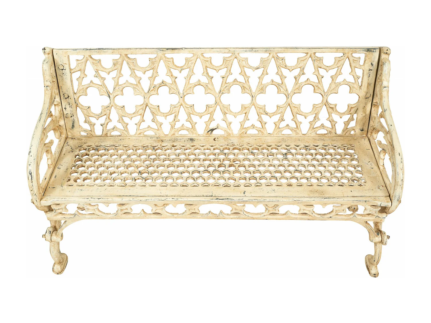 BISCOTTINI Banc – Fer Forgé Finition Antique – Extérieur – Banc de Jardin - Chaise ou Banc en Métal - Balcon - Terrasse – 130 x 47 x 79 cm