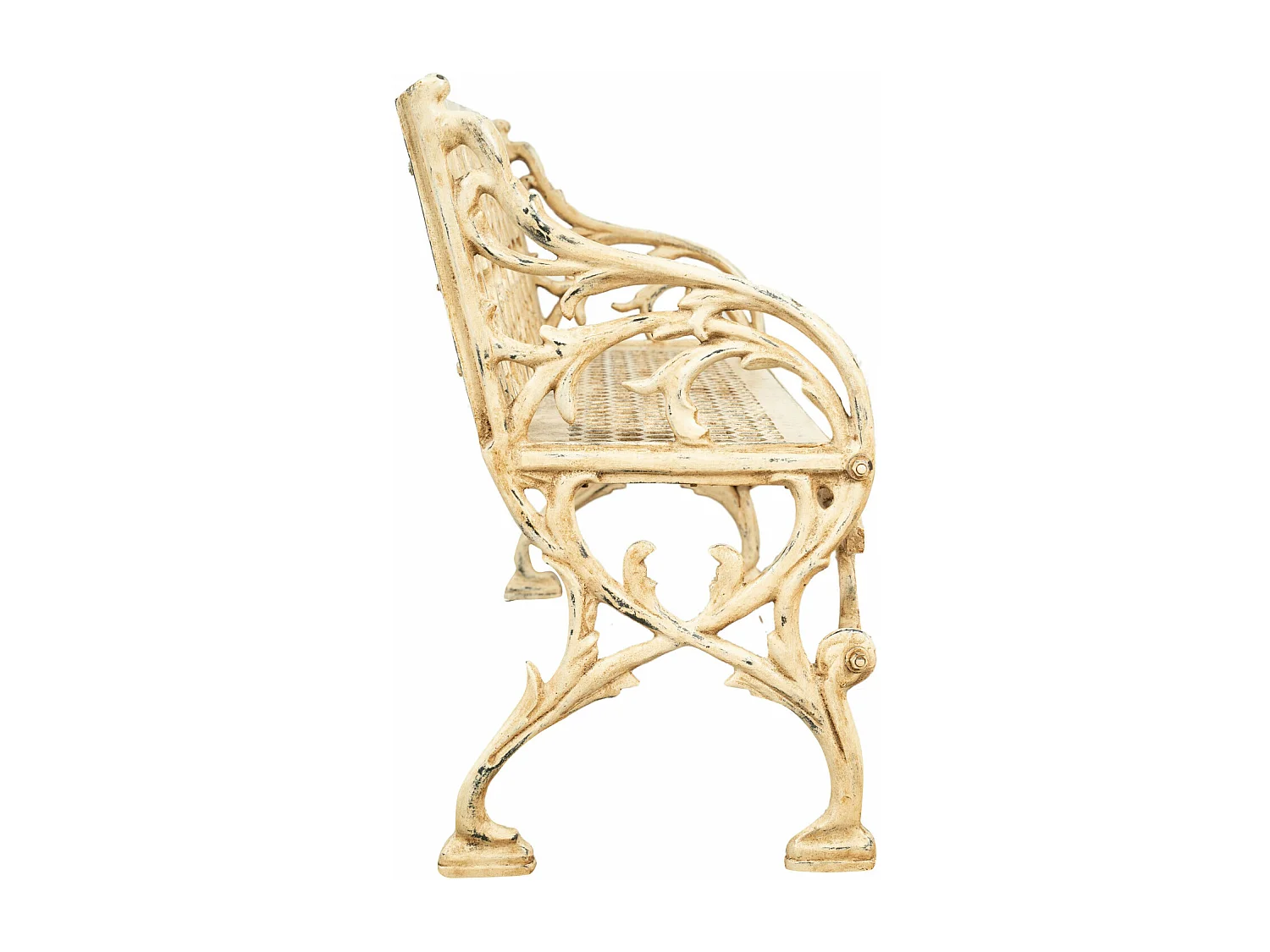 BISCOTTINI Banc – Fer Forgé Finition Antique – Extérieur – Banc de Jardin - Chaise ou Banc en Métal - Balcon - Terrasse – 130 x 47 x 79 cm