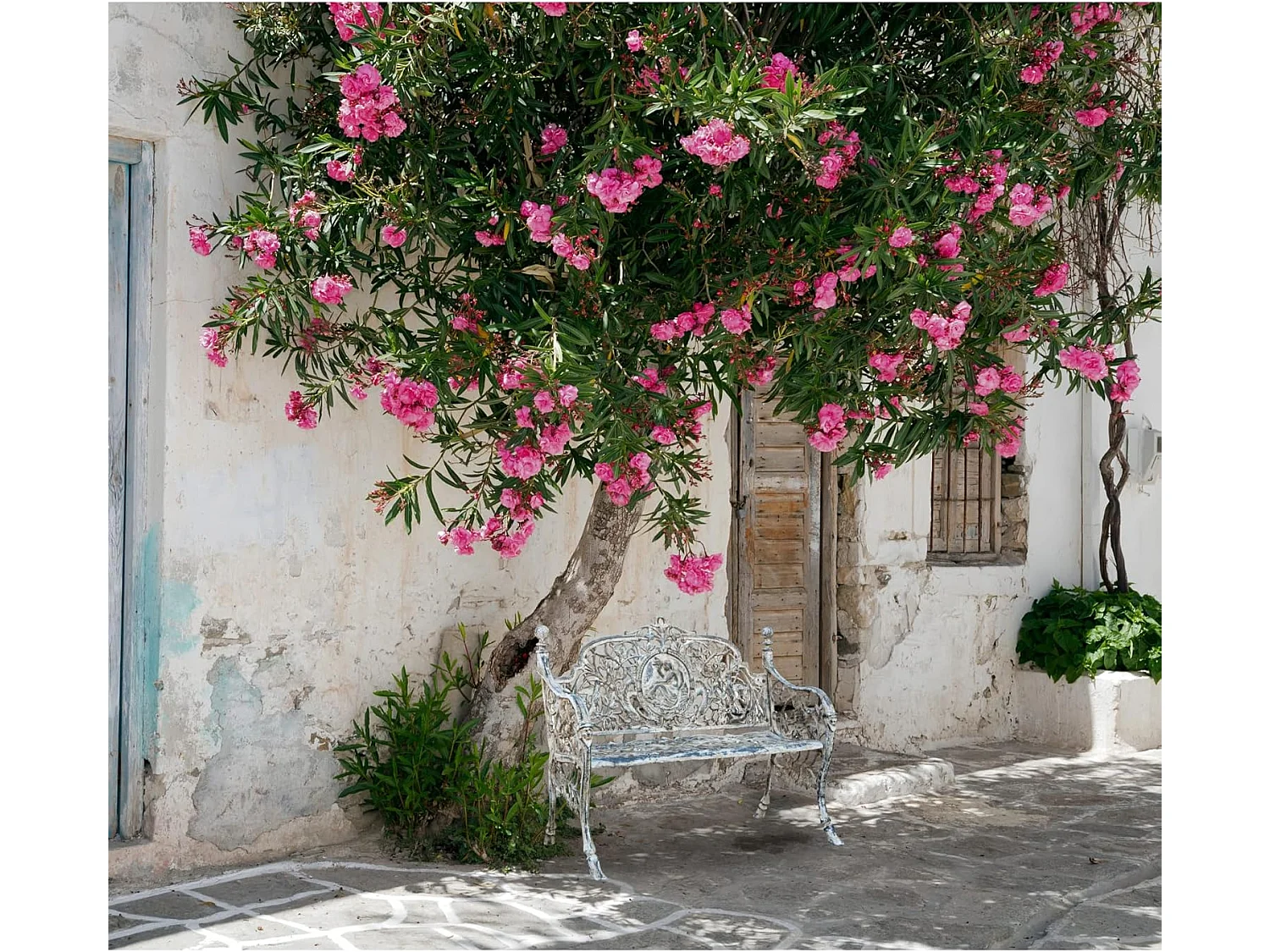 BISCOTTINI Banc – Fer Forgé Finition Blanc Antique – Extérieur – Banc de Jardin - Chaise ou Banc en Métal - Balcon - Terrasse –  105 x 62 x 90 cm