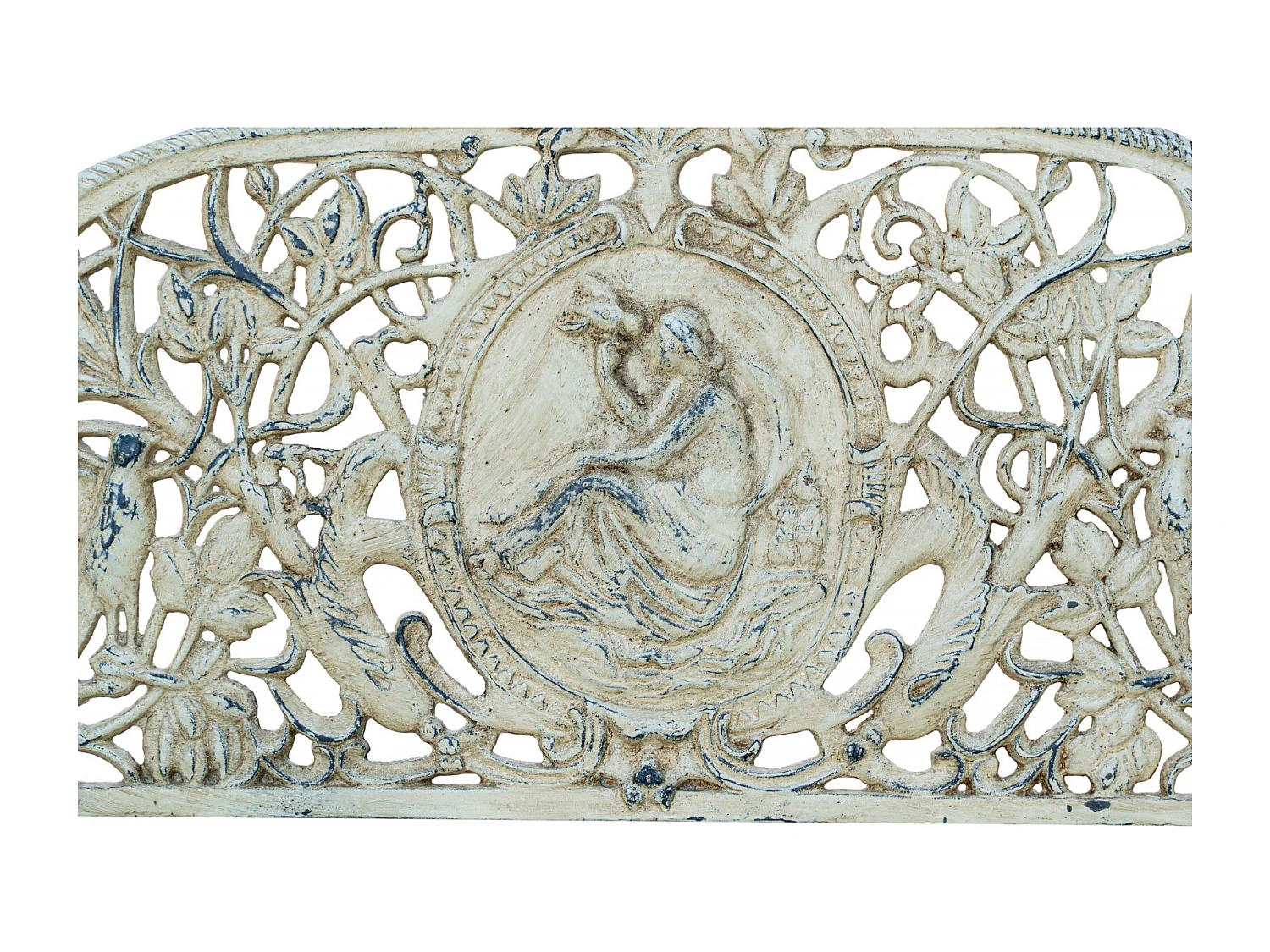 BISCOTTINI Banc – Fer Forgé Finition Blanc Antique – Extérieur – Banc de Jardin - Chaise ou Banc en Métal - Balcon - Terrasse –  105 x 62 x 90 cm