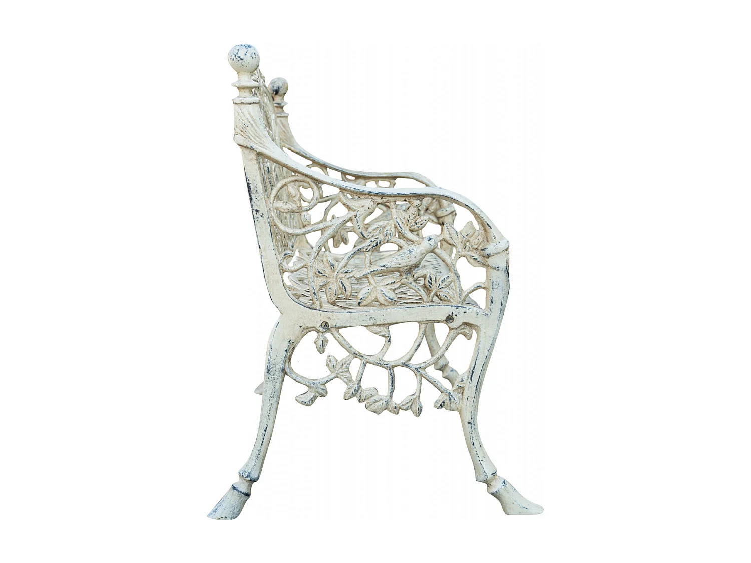 BISCOTTINI Banc – Fer Forgé Finition Blanc Antique – Extérieur – Banc de Jardin - Chaise ou Banc en Métal - Balcon - Terrasse –  105 x 62 x 90 cm