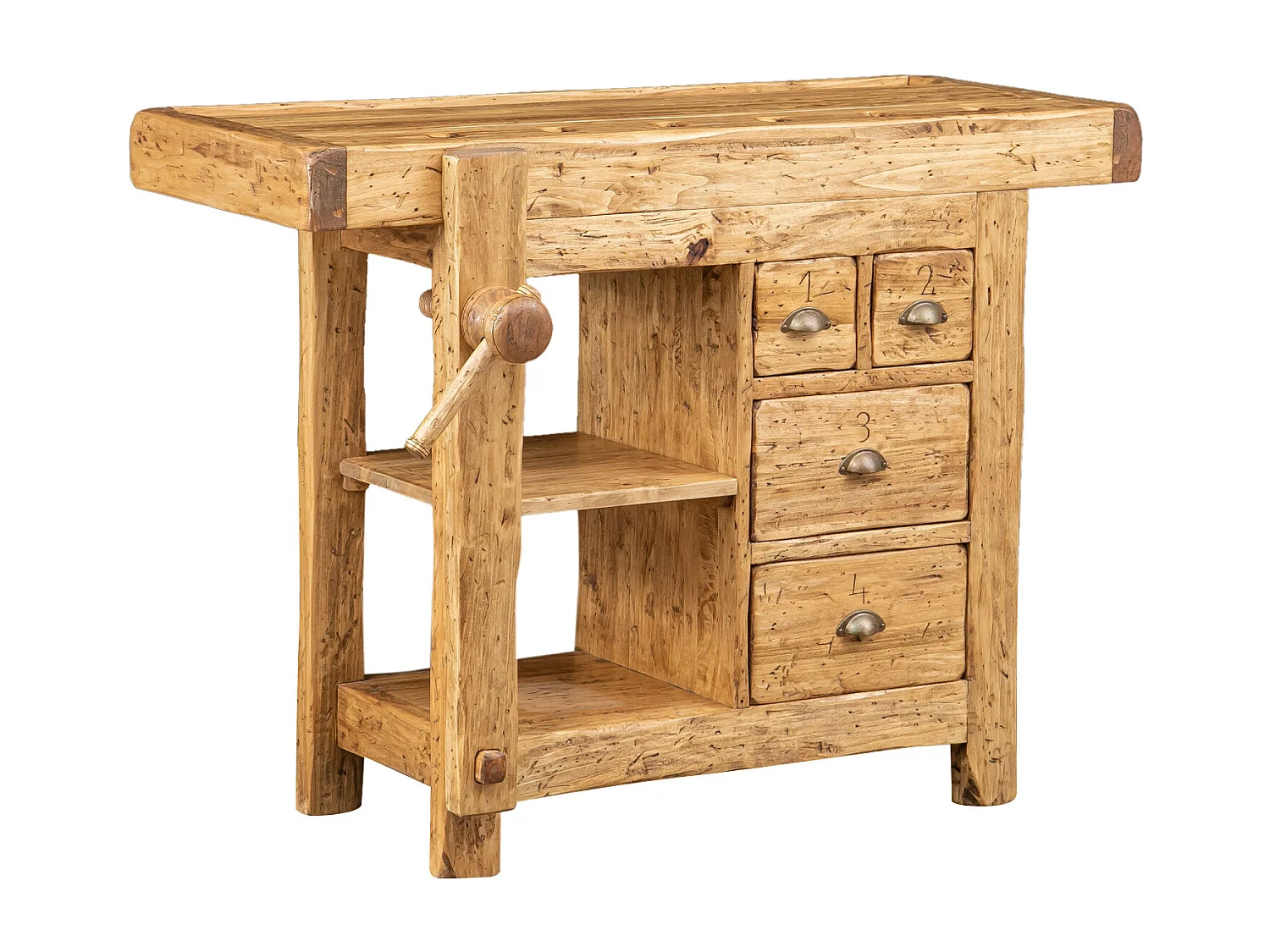 BISCOTTINI - Table - Bois de tilleul massif finition naturelle - Table de salle à manger - Table de jardin - Table basse - Table de cuisine - 119x63x90 cm