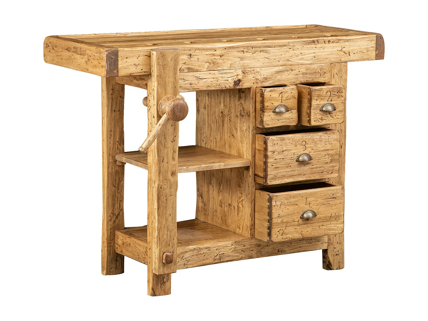 BISCOTTINI - Table - Bois de tilleul massif finition naturelle - Table de salle à manger - Table de jardin - Table basse - Table de cuisine - 119x63x90 cm