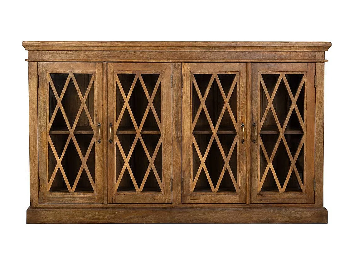 Aparador de madeira e vidro marrom 170x40x100