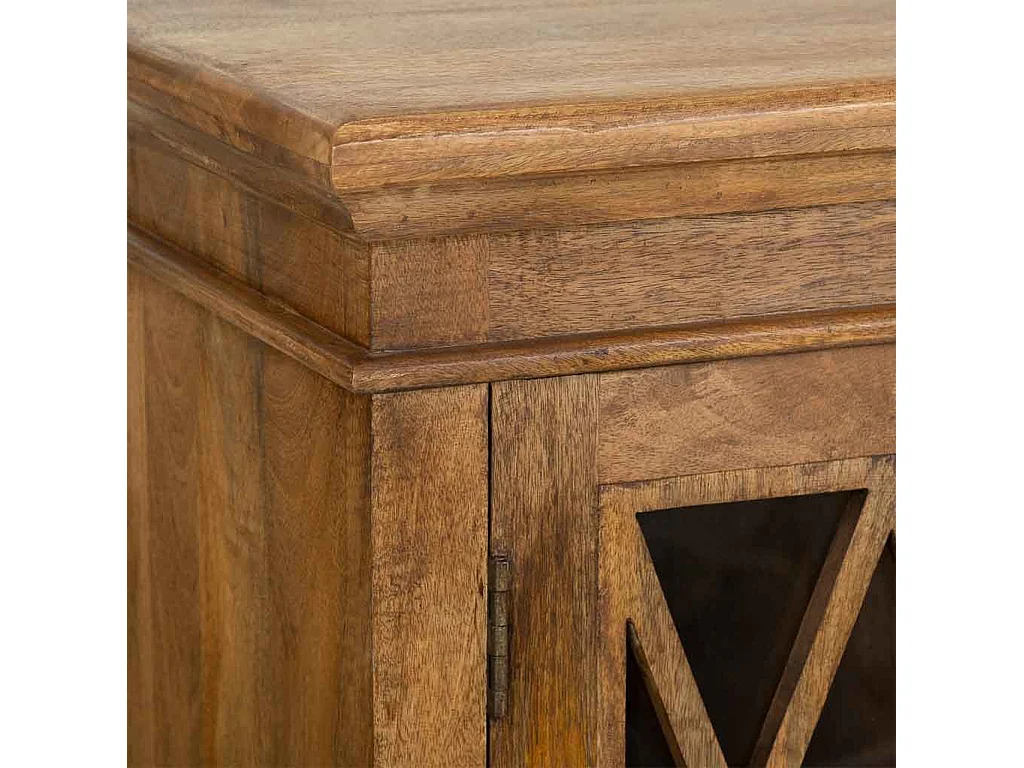 Aparador de madeira e vidro marrom 170x40x100