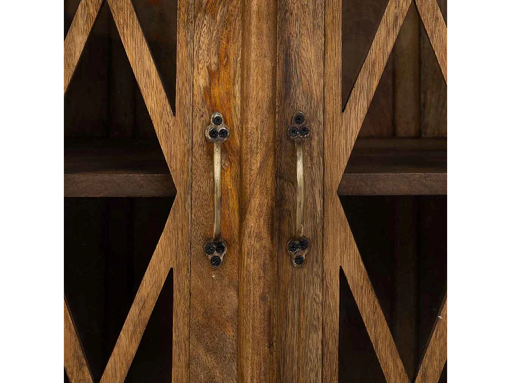 Aparador de madeira e vidro marrom 170x40x100