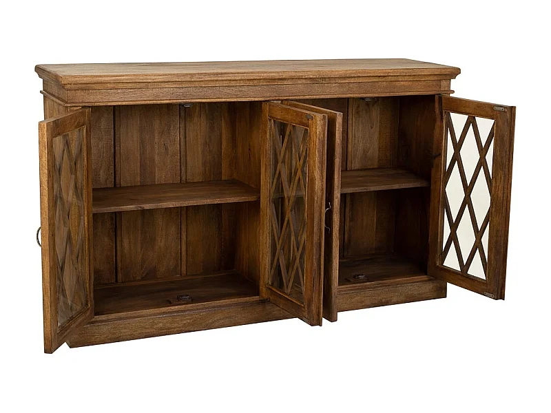 Credenza in legno e vetro marrone 170x40x100