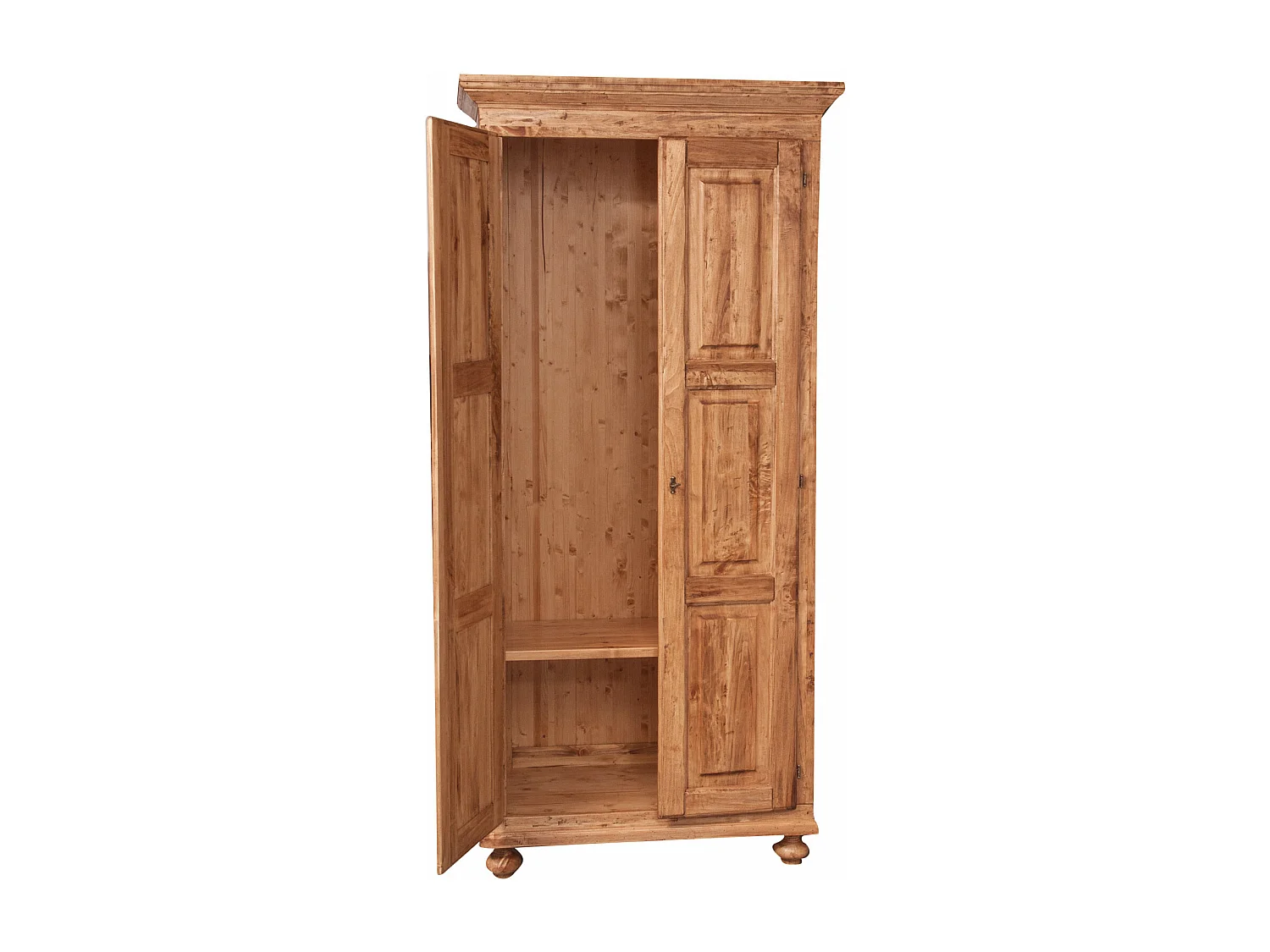 BISCOTTINI - Armoire - Bois massif finition antique naturelle - Armoire de rangement - Garde-robe et dressing - Armoire de jardin - Armoire vintage - 100x50x210 cm