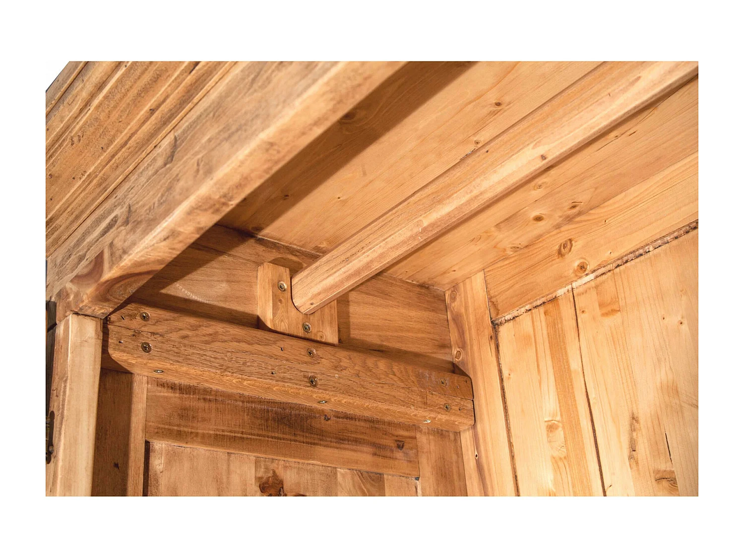 BISCOTTINI - Armoire - Bois massif finition antique naturelle - Armoire de rangement - Garde-robe et dressing - Armoire de jardin - Armoire vintage - 100x50x210 cm