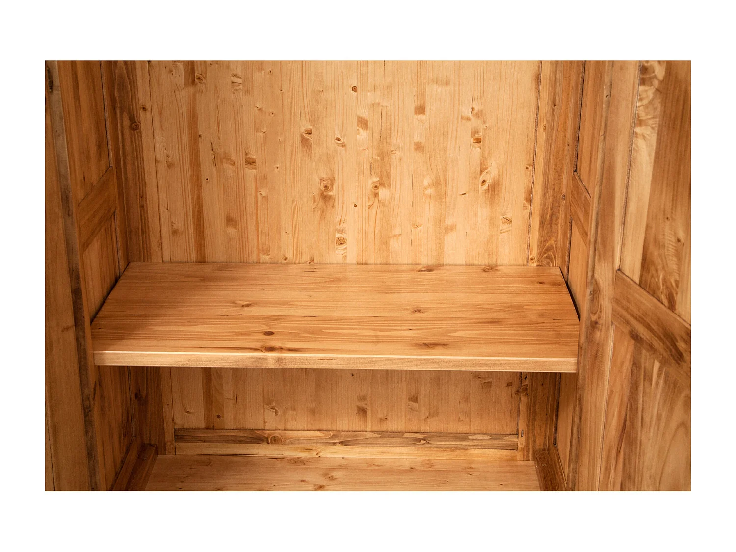 BISCOTTINI - Armoire - Bois massif finition antique naturelle - Armoire de rangement - Garde-robe et dressing - Armoire de jardin - Armoire vintage - 100x50x210 cm