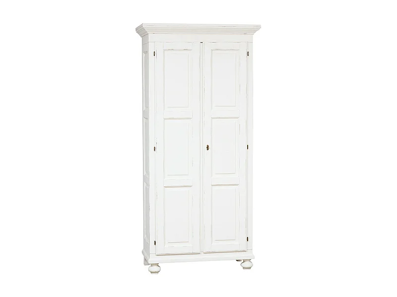 BISCOTTINI - Armoire - Bois massif finition blanc antique - Armoire de rangement - Garde-robe et dressing - Armoire de jardin - Armoire vintage - 100x50x210 cm