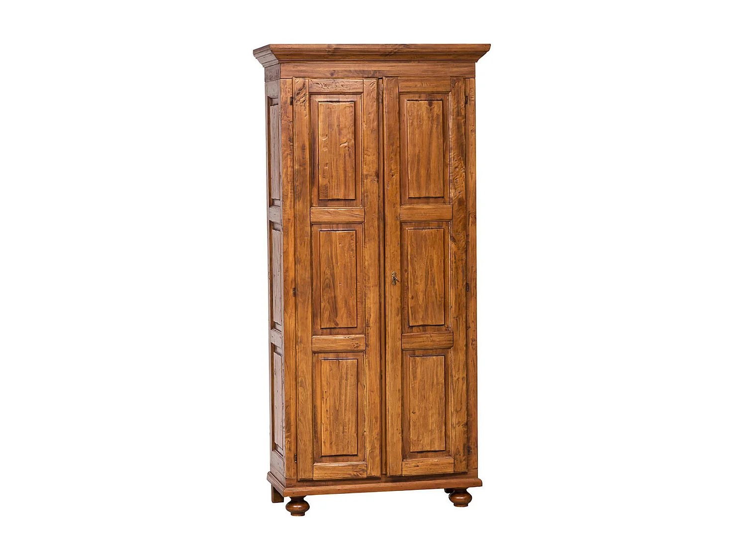 BISCOTTINI - Armoire - Bois massif finition antique naturelle - Armoire de rangement - Garde-robe et dressing - Armoire de jardin - Armoire vintage - 100x50x210 cm