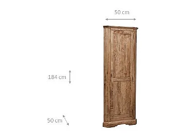 BISCOTTINI - Armoire - Bois massif finition antique naturelle - Armoire de rangement - Garde-robe et dressing - Armoire de jardin - Armoire vintage - 50x50x184 cm