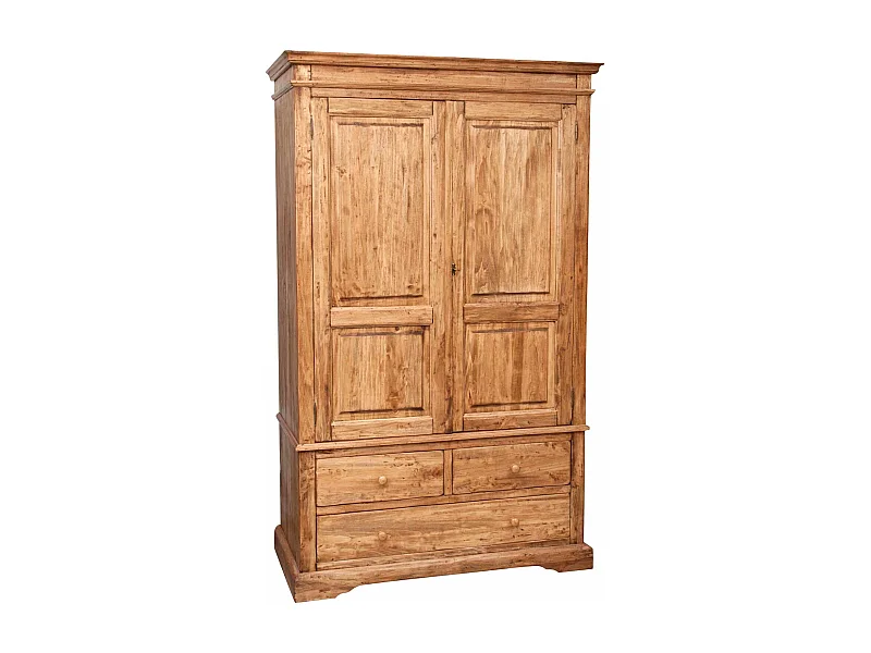 BISCOTTINI - Armoire - Bois massif finition antique naturelle - Armoire de rangement - Garde-robe et dressing - Armoire de jardin - Armoire vintage - 120x59x197 cm