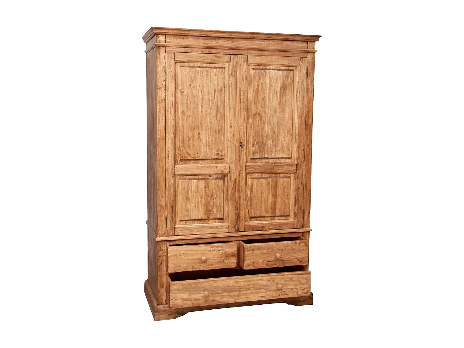 BISCOTTINI - Armoire - Bois massif finition antique naturelle - Armoire de rangement - Garde-robe et dressing - Armoire de jardin - Armoire vintage - 120x59x197 cm