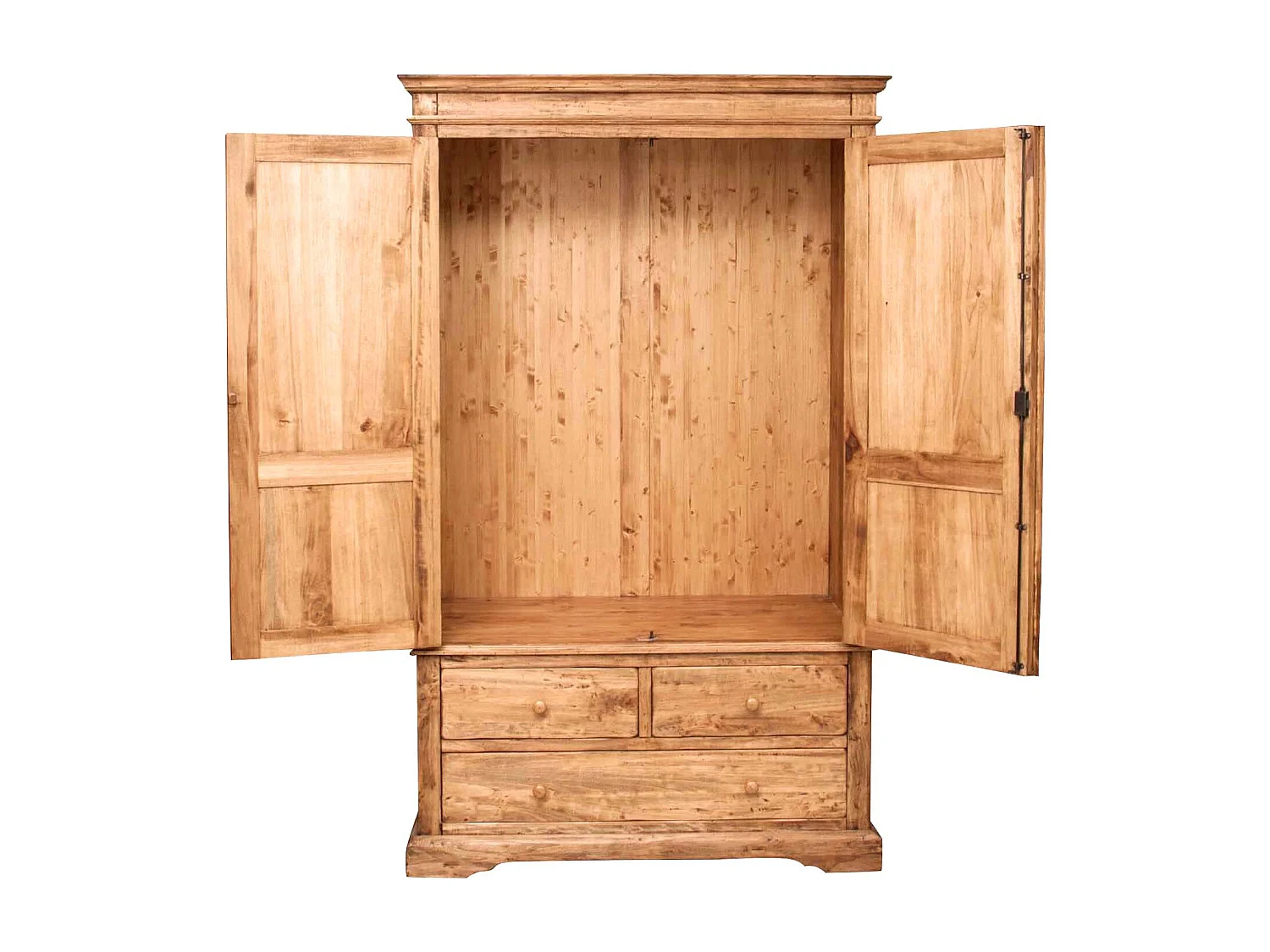 BISCOTTINI - Armoire - Bois massif finition antique naturelle - Armoire de rangement - Garde-robe et dressing - Armoire de jardin - Armoire vintage - 120x59x197 cm