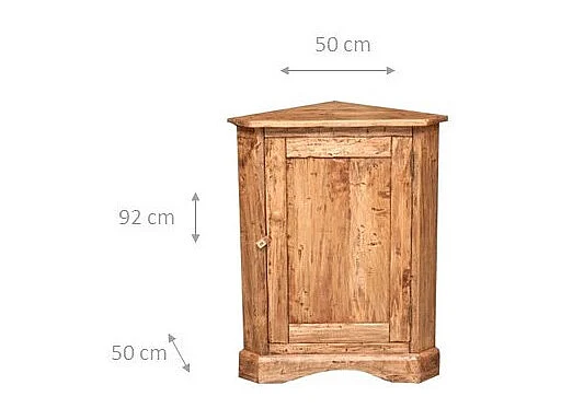 BISCOTTINI - Armoire - Bois massif finition antique naturelle - Armoire de rangement - Garde-robe et dressing - Armoire de jardin - Armoire vintage - 50x50x92 cm