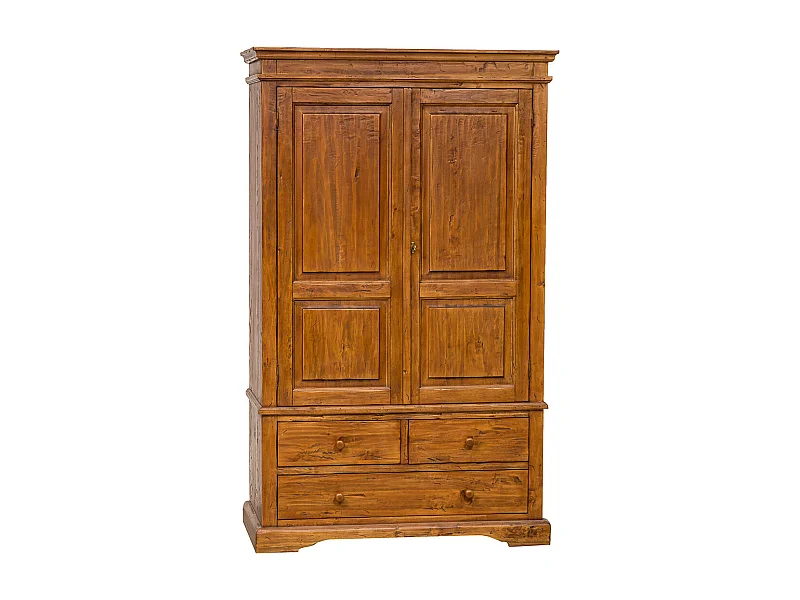 BISCOTTINI - Armoire - Bois massif finition antique naturelle - Armoire de rangement - Garde-robe et dressing - Armoire de jardin - Armoire vintage - 120x59x197 cm