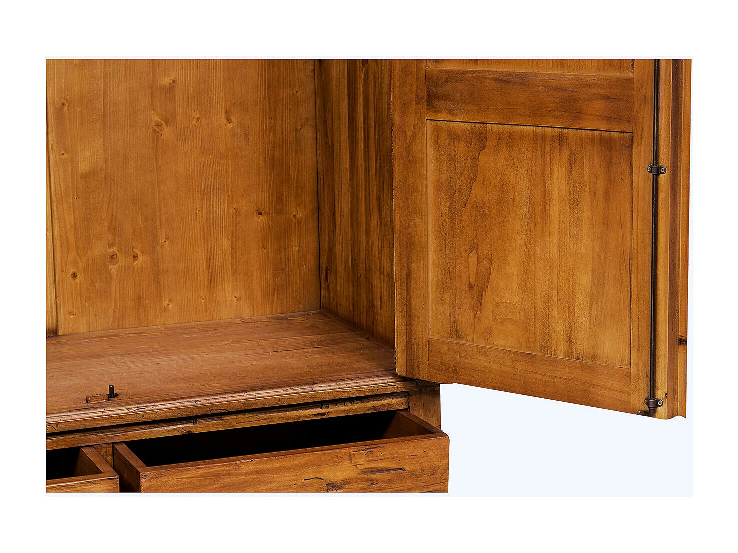 BISCOTTINI - Armoire - Bois massif finition antique naturelle - Armoire de rangement - Garde-robe et dressing - Armoire de jardin - Armoire vintage - 120x59x197 cm