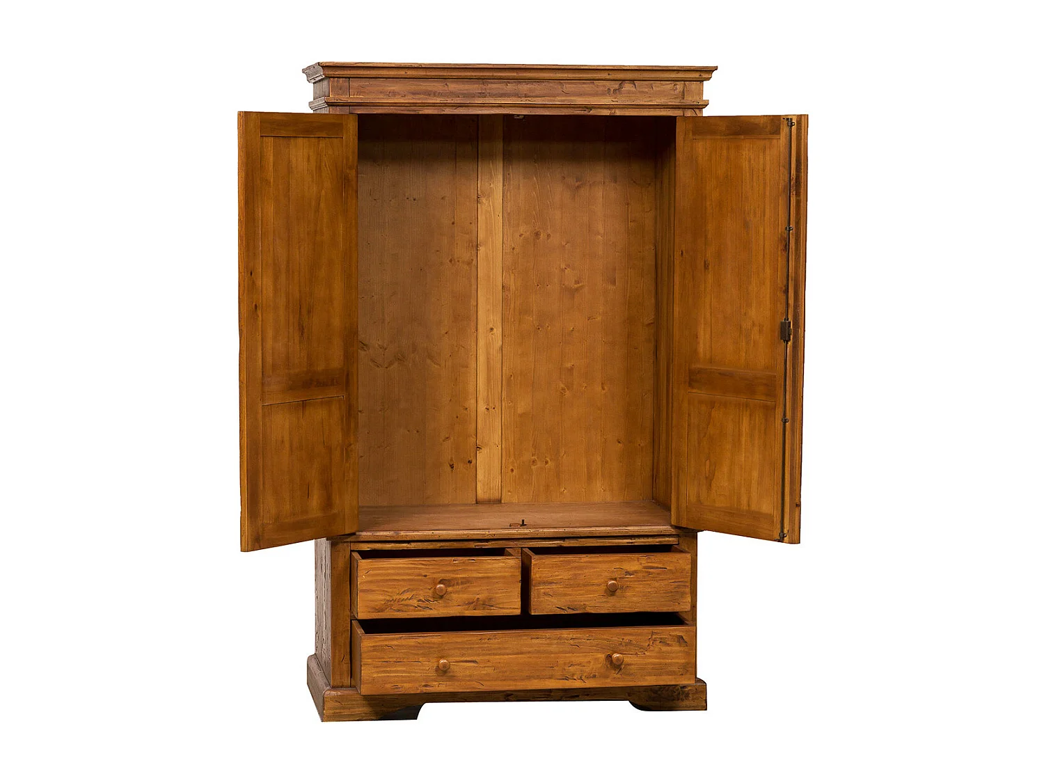 BISCOTTINI - Armoire - Bois massif finition antique naturelle - Armoire de rangement - Garde-robe et dressing - Armoire de jardin - Armoire vintage - 120x59x197 cm