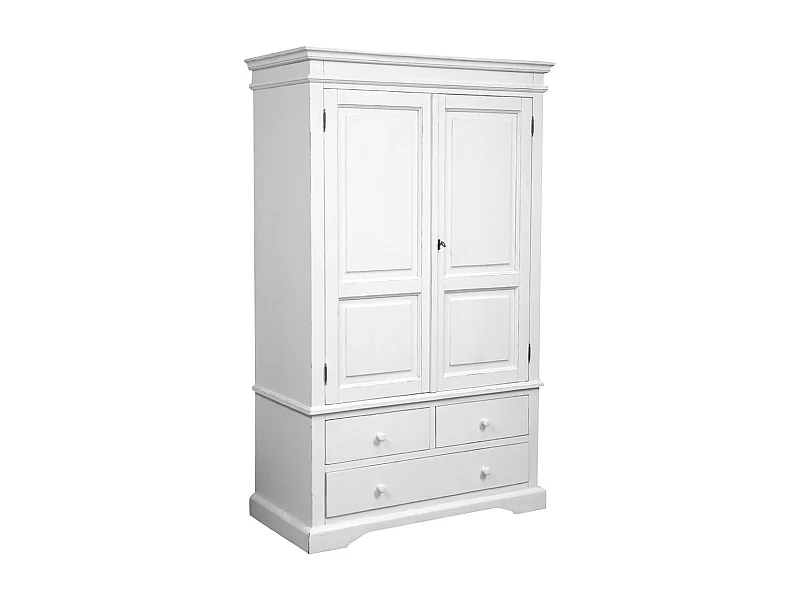 BISCOTTINI - Armoire - Bois massif finition blanc antique - Armoire de rangement - Garde-robe et dressing - Armoire de jardin - Armoire vintage - 120x59x197 cm