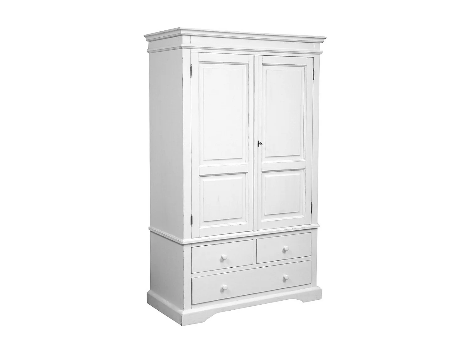 BISCOTTINI - Armoire - Bois massif finition blanc antique - Armoire de rangement - Garde-robe et dressing - Armoire de jardin - Armoire vintage - 120x59x197 cm
