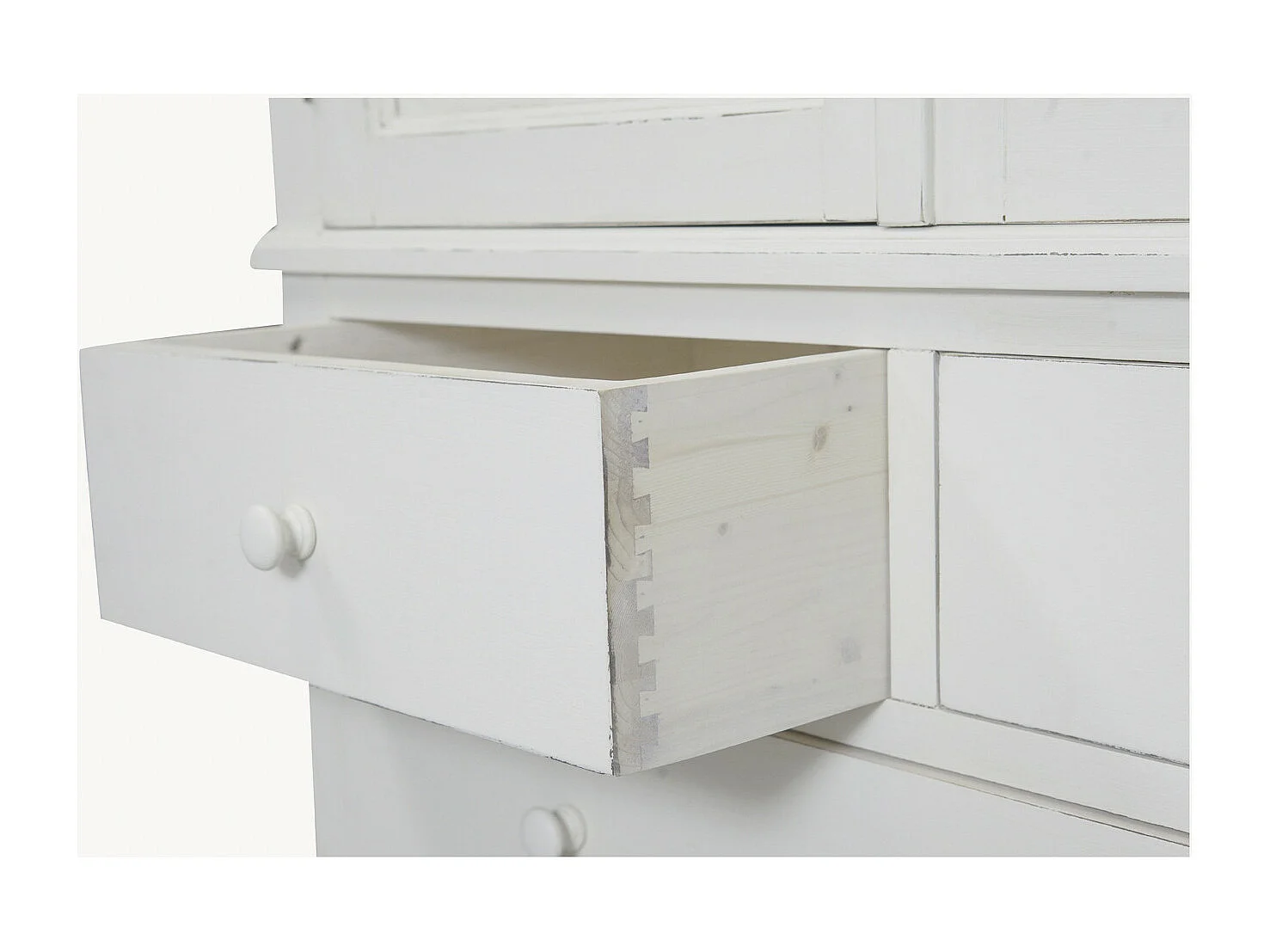 BISCOTTINI - Armoire - Bois massif finition blanc antique - Armoire de rangement - Garde-robe et dressing - Armoire de jardin - Armoire vintage - 120x59x197 cm