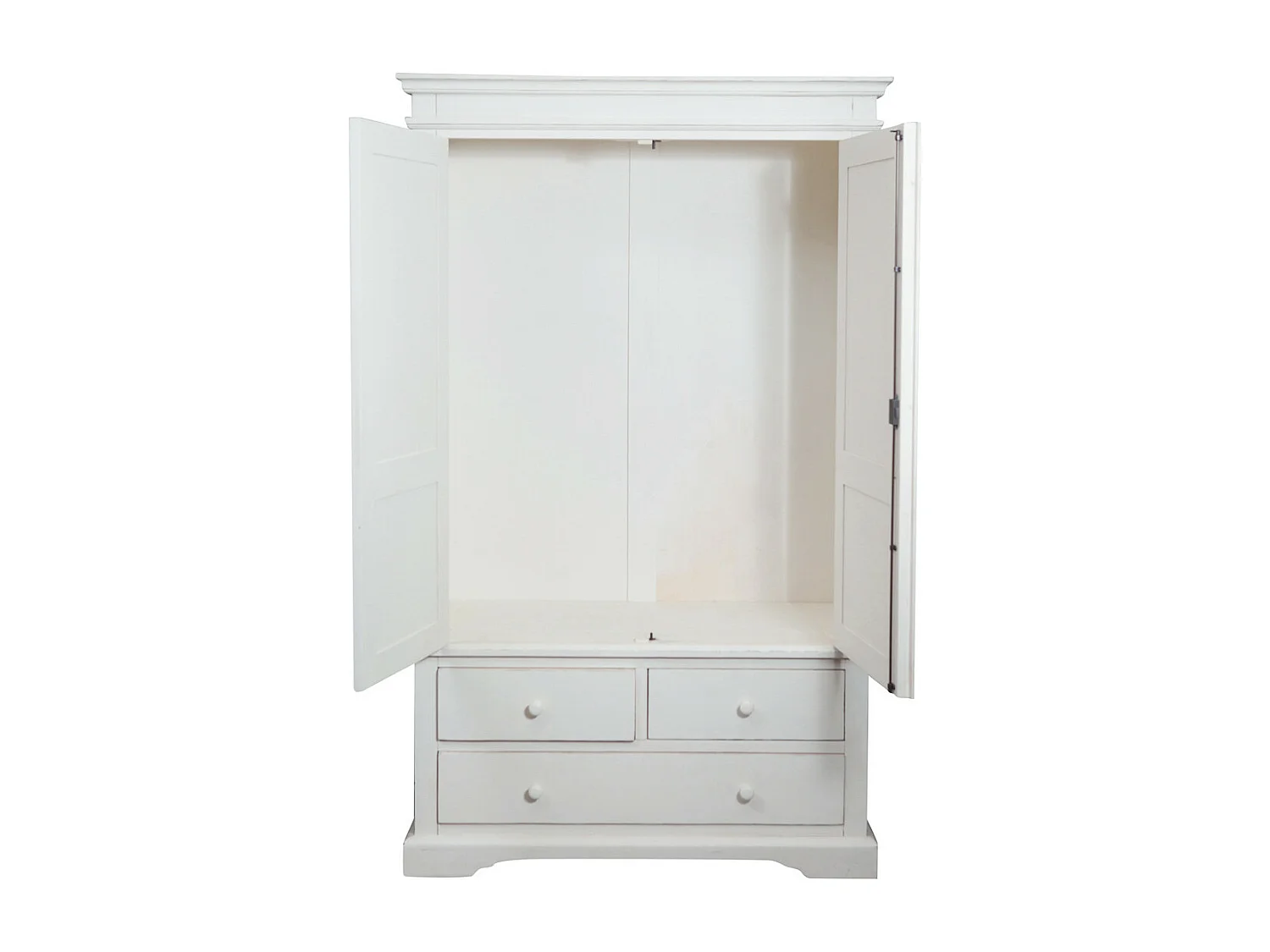 BISCOTTINI - Armoire - Bois massif finition blanc antique - Armoire de rangement - Garde-robe et dressing - Armoire de jardin - Armoire vintage - 120x59x197 cm