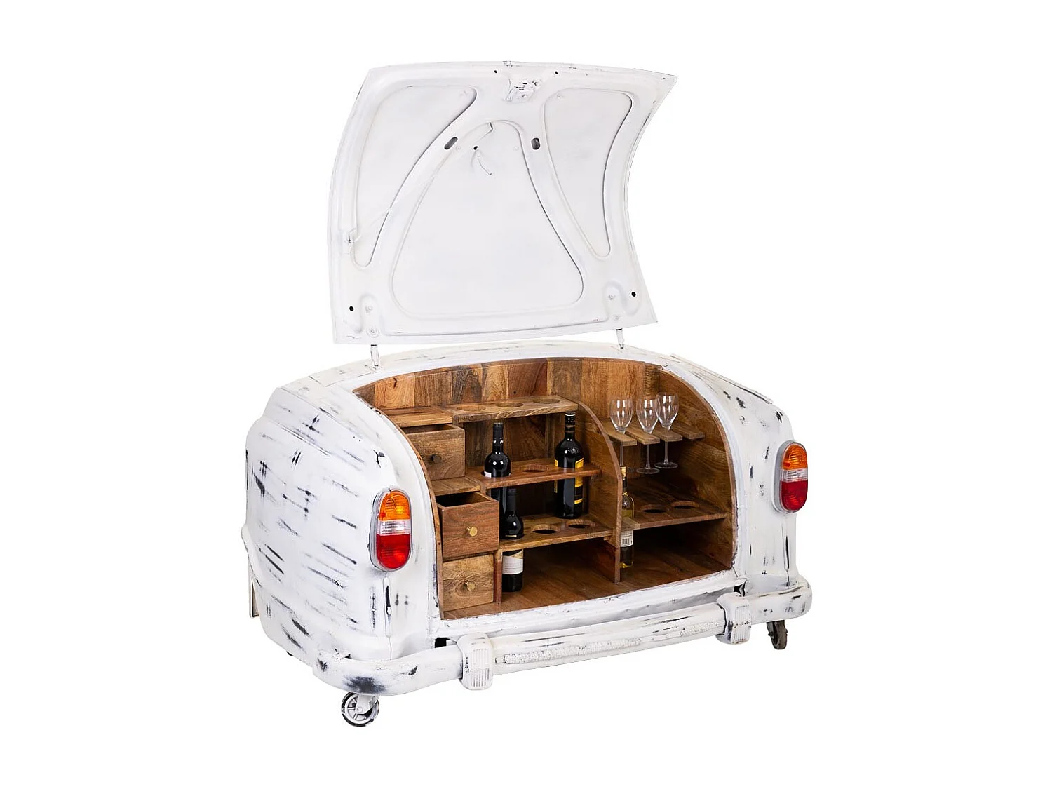 Bauliera portabottiglie in metallo bianco 155x82x85