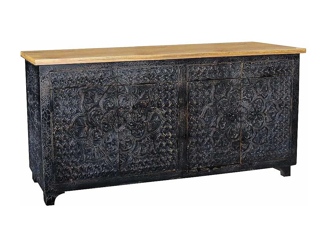 Credenza in legno nero 183x42x92