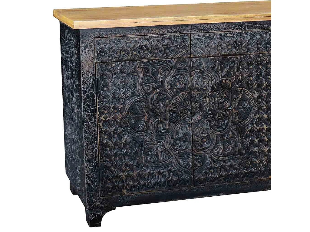 Credenza in legno nero 183x42x92