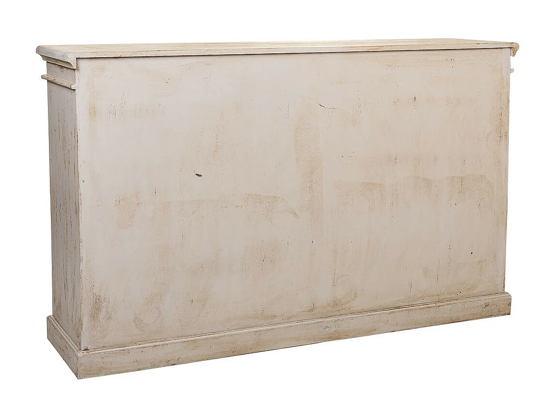 Credenza in legno e vetro artigianale bianco 170x40x100