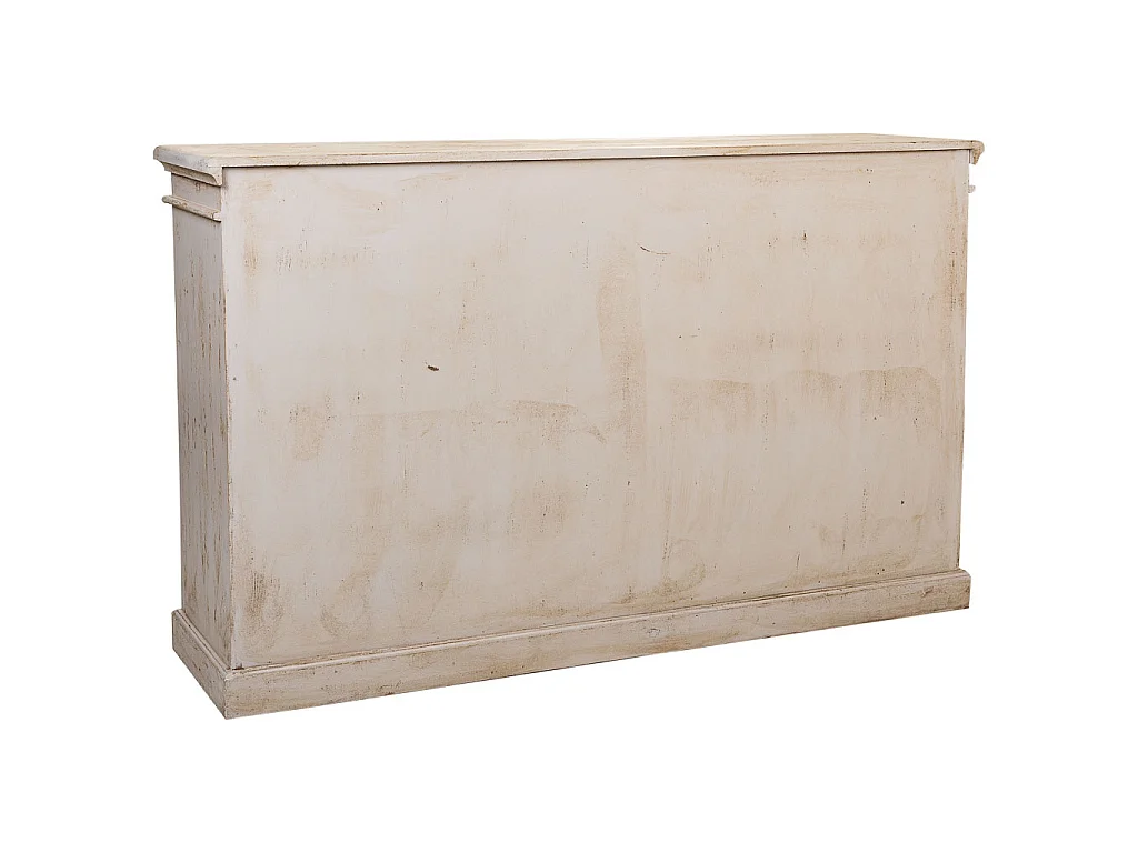 Credenza in legno e vetro artigianale bianco 170x40x100