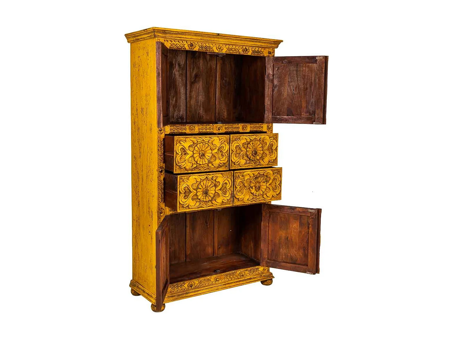 Armario de madera artesanal amarillo 102x44x183h cm