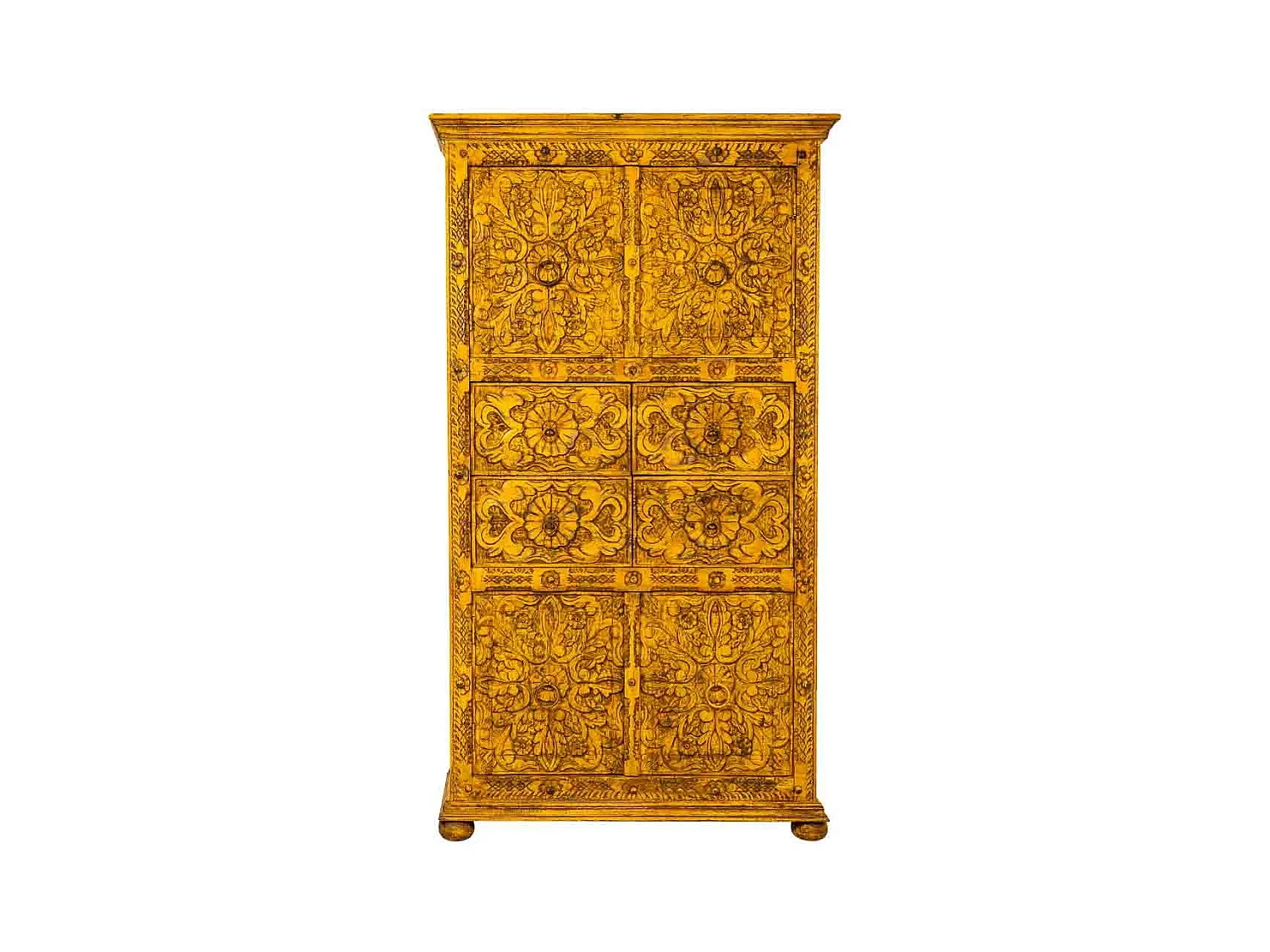 Armadio in legno artigianale giallo 102x44x183h cm