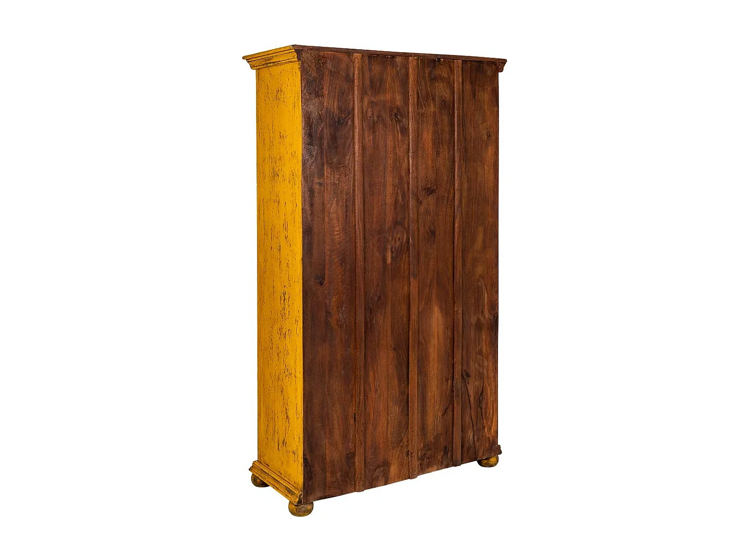 Armário de madeira artesanal amarelo 102x44x183h cm