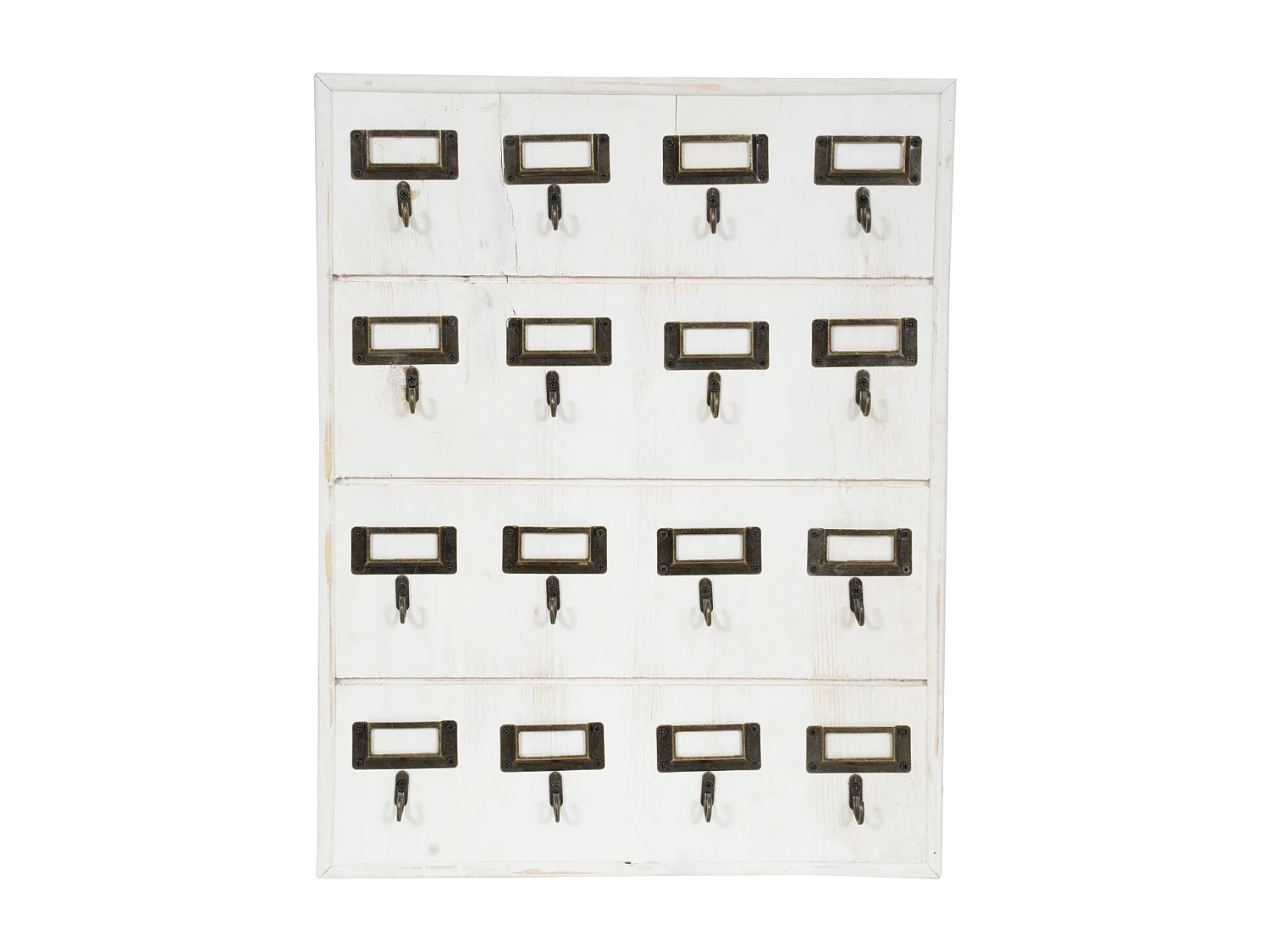 BISCOTTINI Porte-Clés en Bois - Finition Blanc Antique - Décoration d’Entrée - Rangement - Suspendu - Support Mural - 37 x 4 x 47 cm - 16 crochets