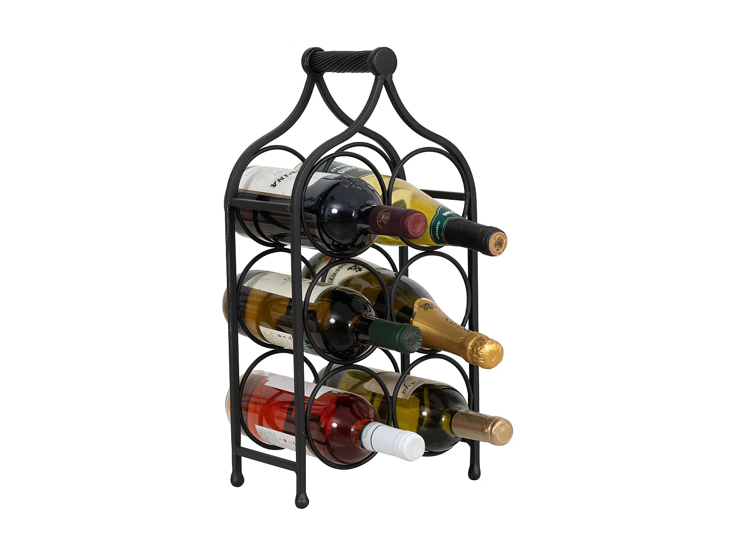 BISCOTTINI Porte-Bouteilles - Fer Forgé Finition Noir Antique - Idéal pour la Décoration du Salon ou de la Cuisine - Casier à Vin  - 24 x 14 x 46 cm