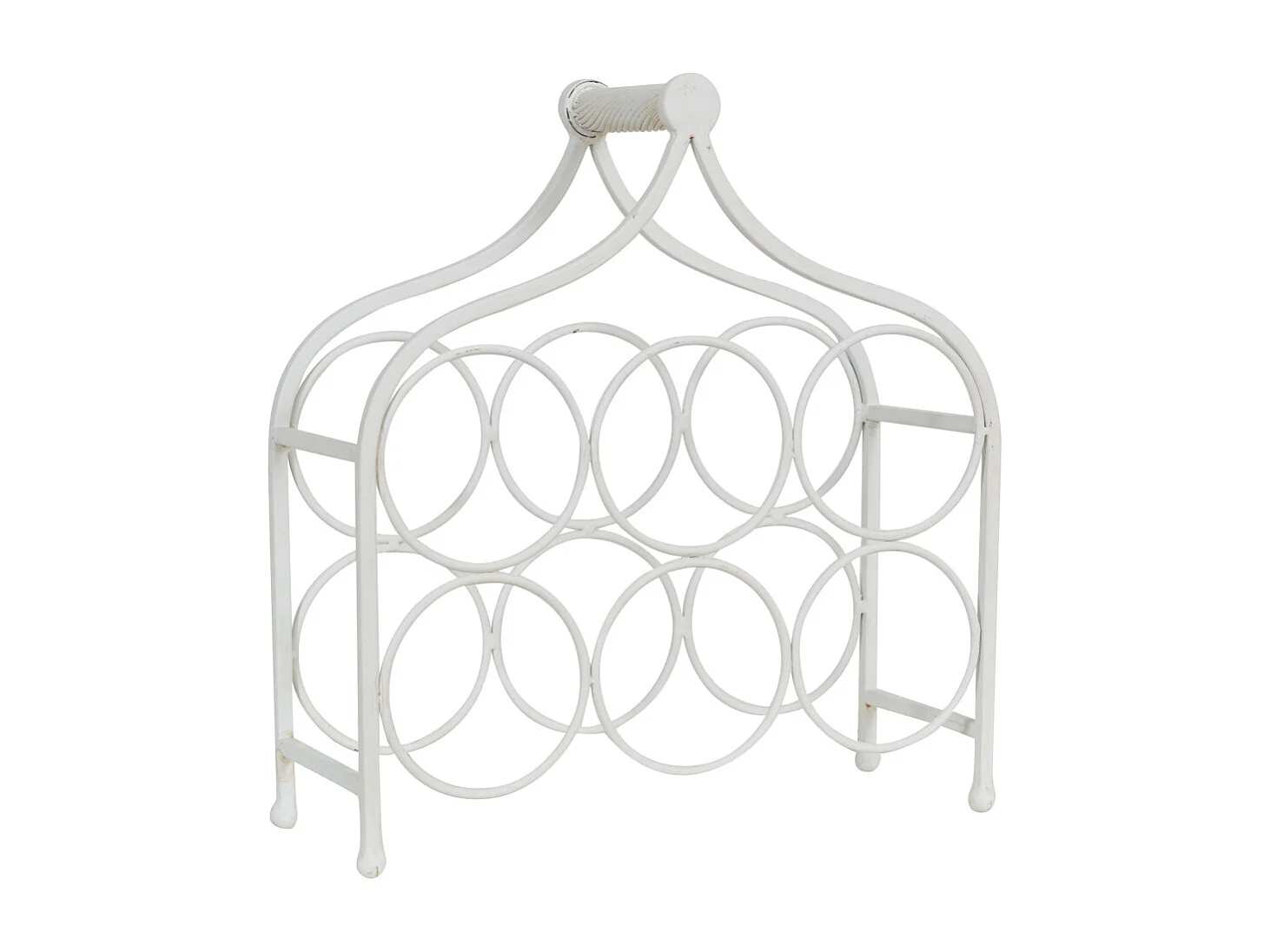 BISCOTTINI Porte-Bouteilles - Fer Forgé Finition Blanc Antique - Idéal pour la Décoration du Salon ou de la Cuisine - Casier à Vin - 35x37x14 cm