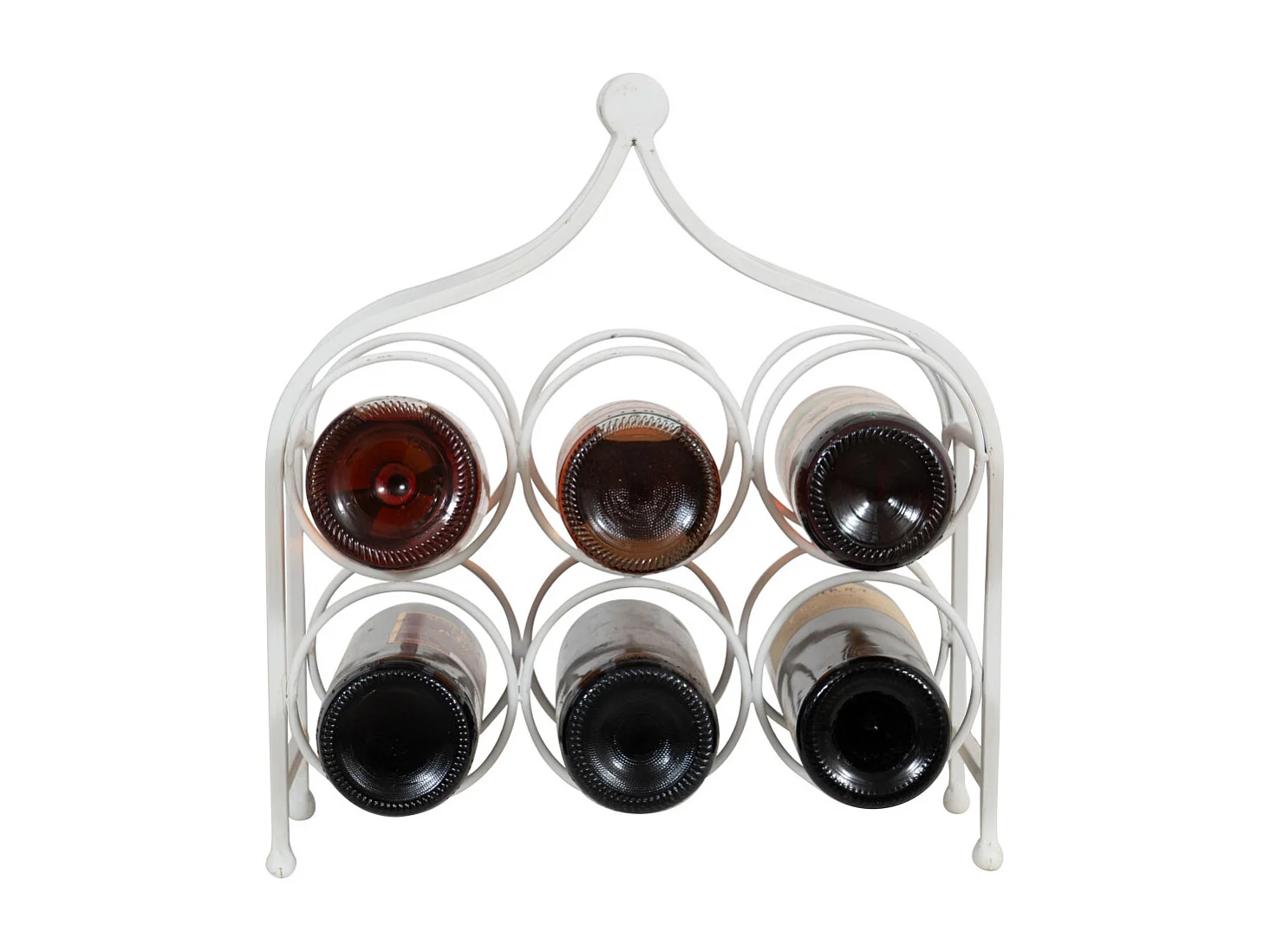 BISCOTTINI Porte-Bouteilles - Fer Forgé Finition Blanc Antique - Idéal pour la Décoration du Salon ou de la Cuisine - Casier à Vin - 35x37x14 cm