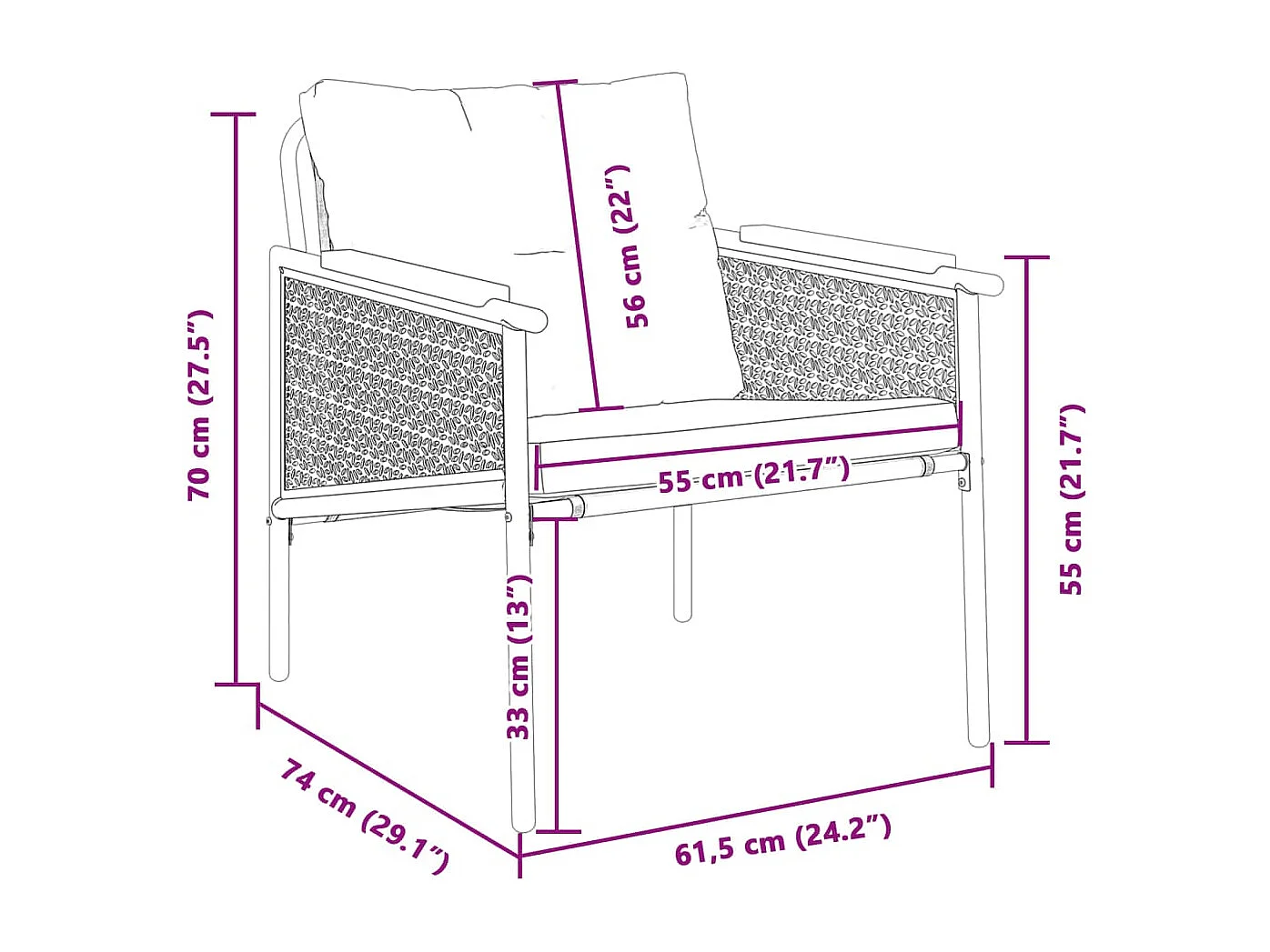 Tuinstoelen 2 stukkenmet kussens staal zwart