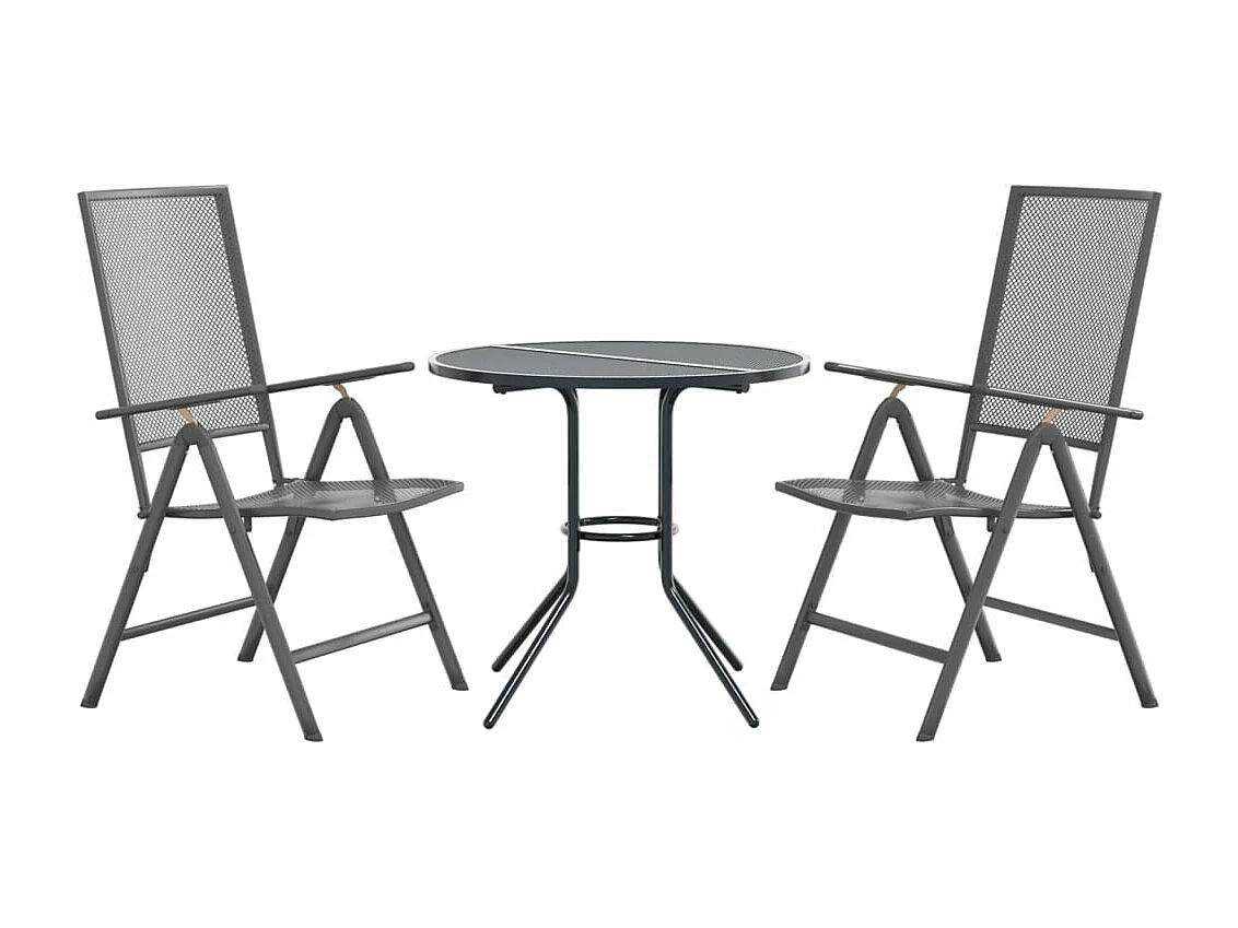 Ensemble de chaises de jardin inclinables 3 pièces anthracite