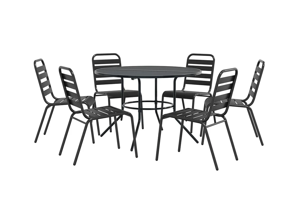 Sillas jardín apilables 7 piezas acero recubrimiento polvo gris