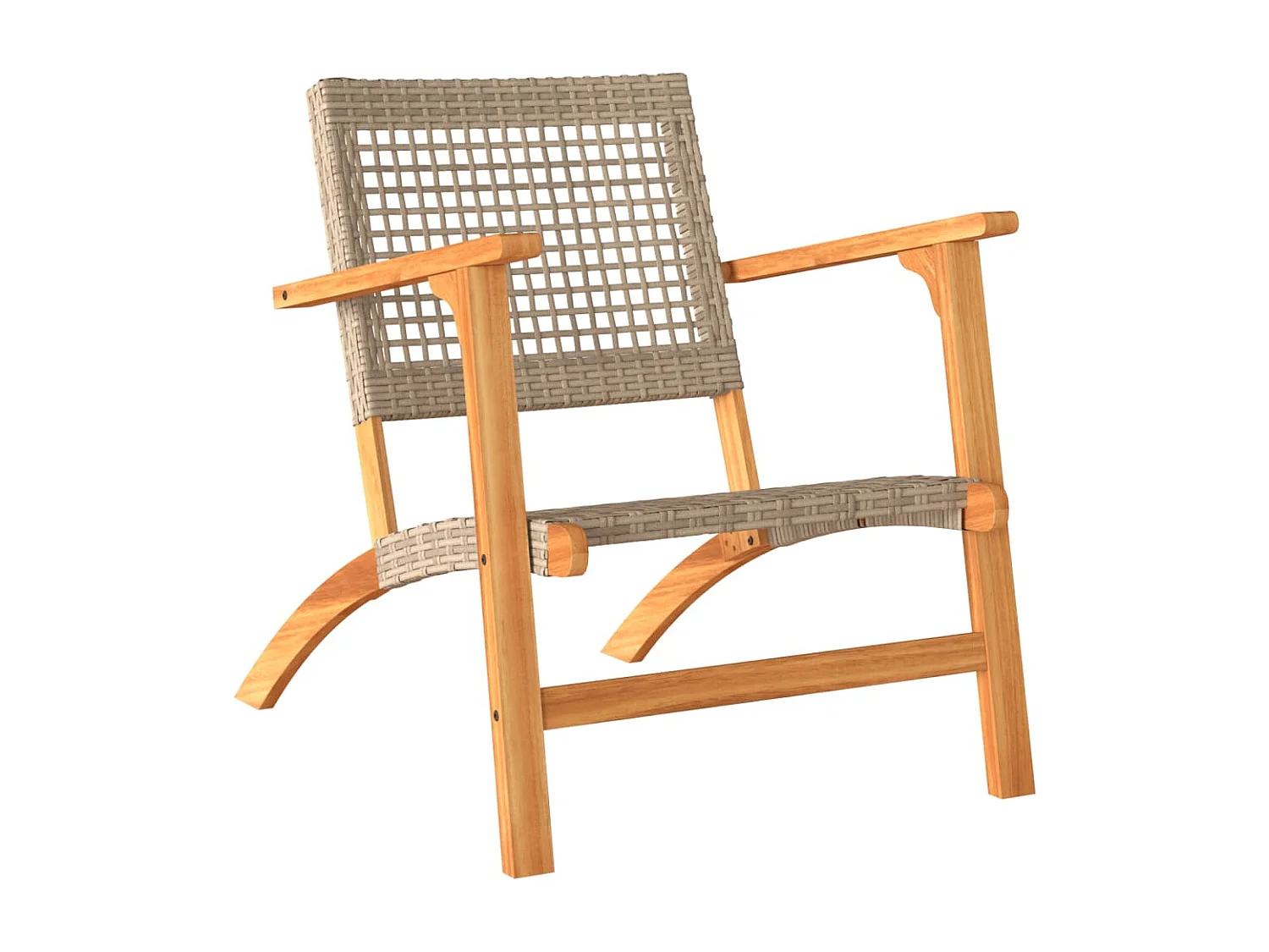 Chaises de jardin lot de 2 beige résine tressée bois d’acacia