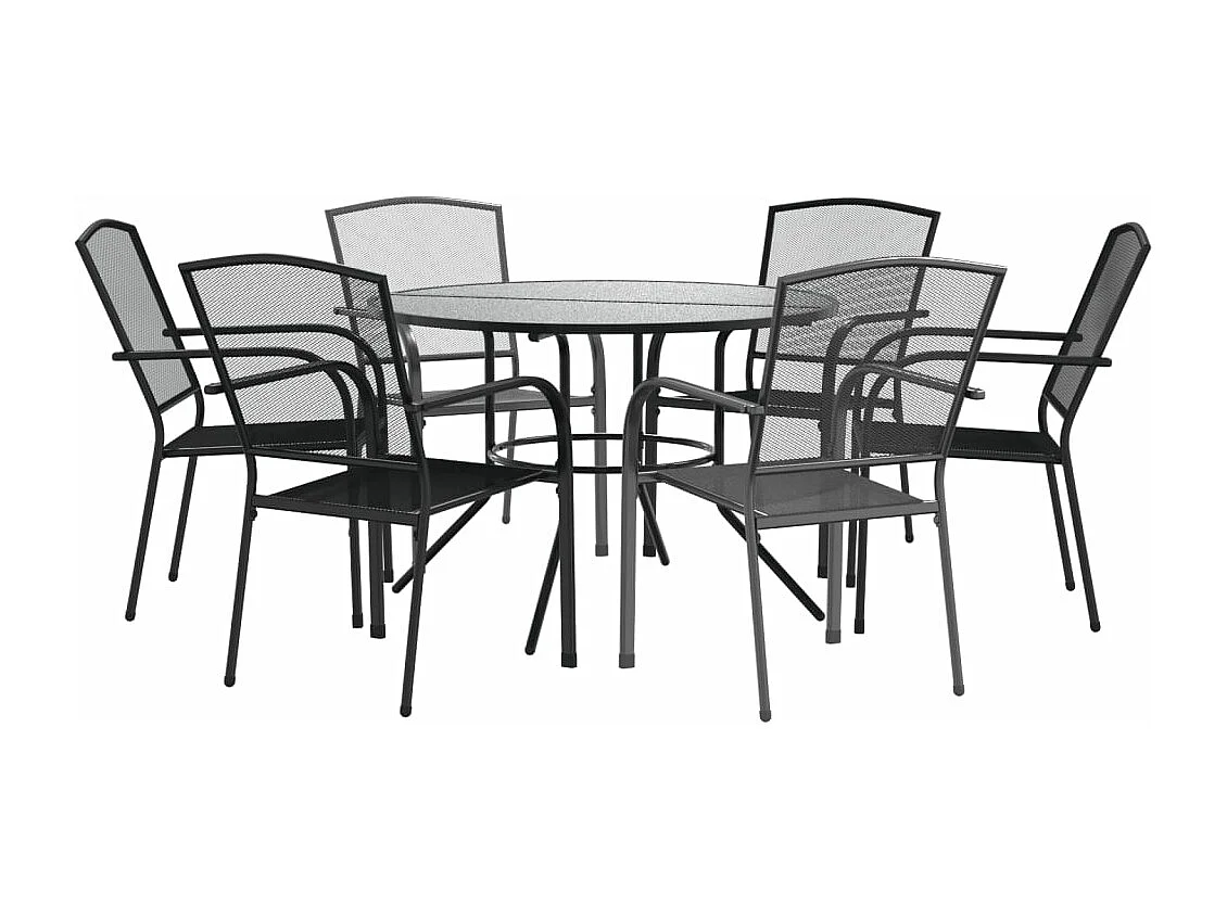 Ensemble de chaises de jardin empilables 7 pièces anthracite