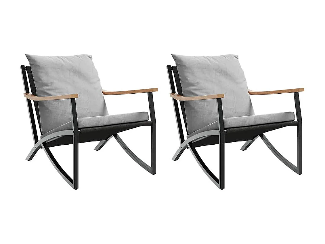 Tuinstoelen 2 st met kussens staal zwart