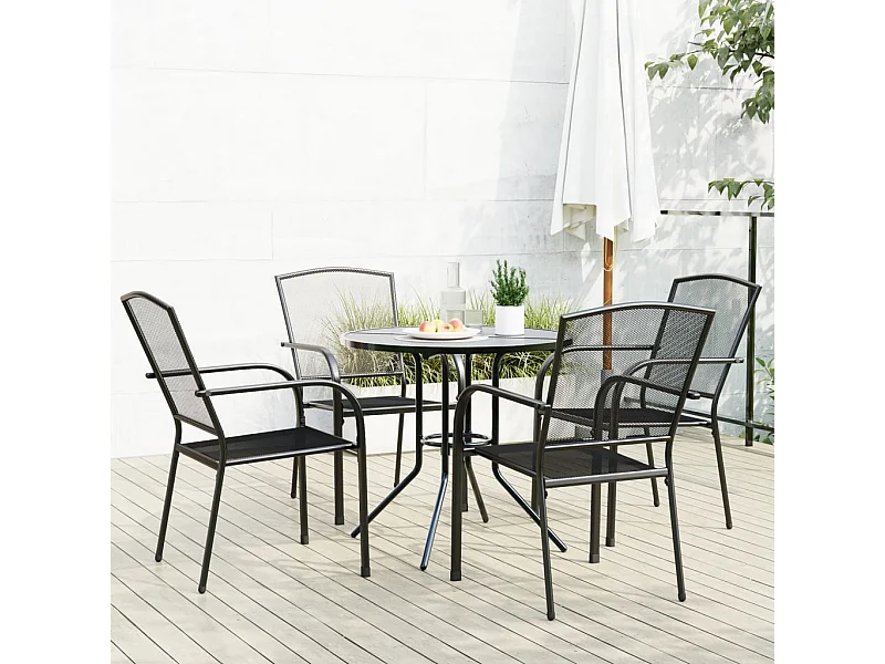 Ensemble de chaises de jardin empilables 5 pièces anthracite